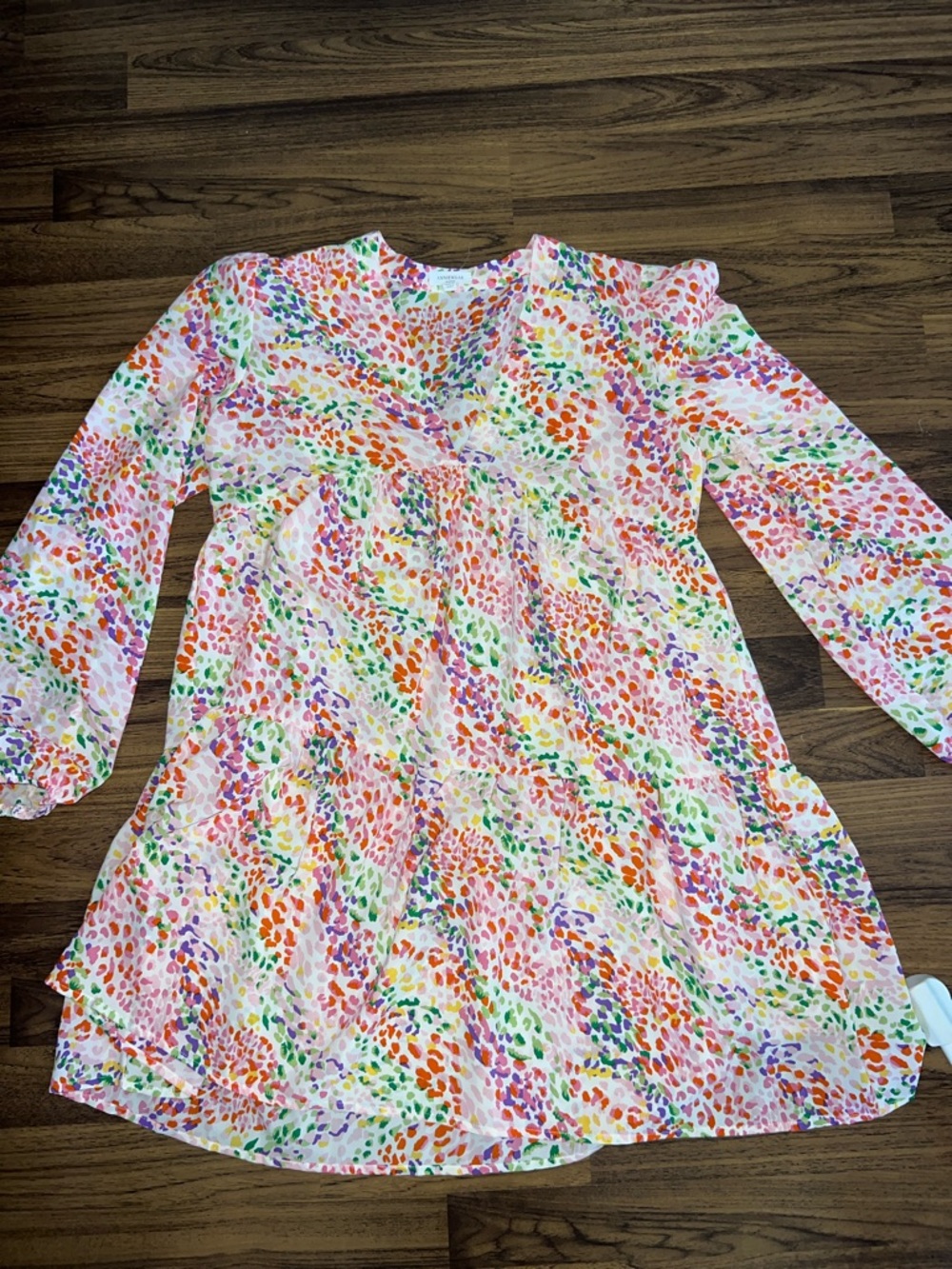 Annie Floral Dress - Pink, Purple, Orange, Green, Yellow on Cream